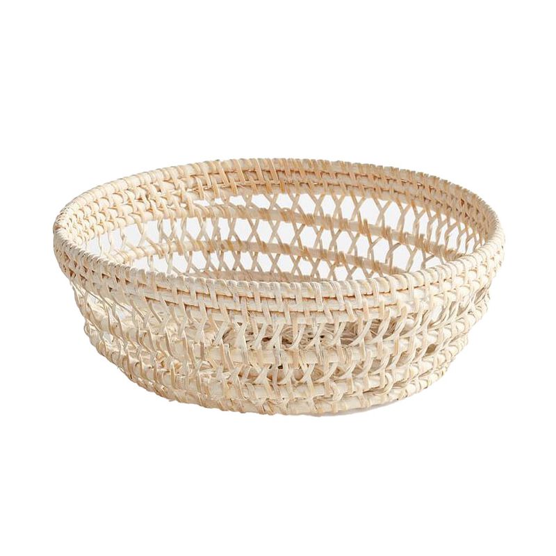 Pottery Barn Miramar Woven Round Bowl White Wash image number 0